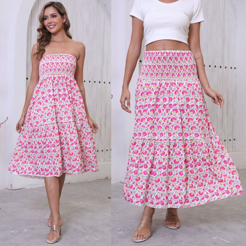 Real Shot: Amazo Cross-border Europea Ad America Ew Bohemia Holiday Style Prited Flared Skirt For_ecoleips.com