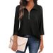 2023 New European And American Hot-Selling Wom's Sev-Quarter Sleeve Zipper V-Neck T-Shirt Top Cross-Border Trade_ecoleips.com