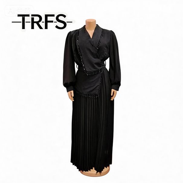 Asymmetrical Designer Dress with Fringe And Pleats Wrap Waist Ruffle Hem Cocktail Dress for Women in Black Red Blue Green (M-XXXL)_ecoleips.com