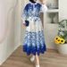 Modest Abaya Dress Elegant Floral Print Chiffon Long Dress With Lining & Turn-Down Collar – Breathable & Stylish For Office & Occasions_ecoleips.com