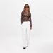 Aria Basics Aria Basics S32279 European And American Cross-Border New Product Women's Sexy Leopard Print Mesh Printed Tight-Fitting_ecoleips.com