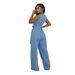 Women's Clothing Tight Waist Slim Elastic Washed Denim Jumpsuit_ecoleips.com