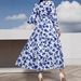 Floral Print Muslim Abaya Dress With Stand Collar, Ruffle Trim, Waist Tie & Elegant Long Sleeves_ecoleips.com