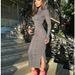 Women's Clothing Current Supply Autumn New Fashion Solid Color Tight Sheath Long Sleeve Elegant Knitted Women Dress_ecoleips.com