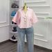 Women's Oversized Short Sleeve Shirt - Cropped Relaxed Fit, Button-Down Collar With Chest Pocket, Summer Breathable Polyester Top_ecoleips.com