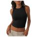 Women's Sexy Crop Top Sleeveless Ribbed Tank Tops For Women Round Neck Casual Streetwear Stretchy Basic Tee_ecoleips.com
