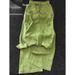 Women's Clothing Women's Lazy Relaxed Two Piece Suit Green Imitation Linen High End Style Wide Leg Pants Shirt Summer_ecoleips.com