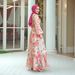 "Elegant V-Neck Printed Muslim Maxi Dress With Lantern Sleeves – Modest Flowy Skirt For Women"_ecoleips.com
