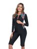Aria Basics European American Style Women's Snorkeling And Surfing Suit, One-piece, Five-point Pants, Zippered, Long-sleeved,_ecoleips.com