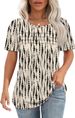 OFEEFAN Womens T Shirts Short Sleeve Tops Dressy Casual Blouses Spring Summer Outfits Flowy Pleated Front Scooped Neck_ecoleips.com