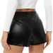 2025s 2025 Summer New Sexy Tight Shorts For Women With Zipper High Waist Casual Women's Leather Pants_ecoleips.com