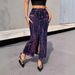 Women's Clothing Supply Of Fashionable High Waist Elastic Slit Mid Length Skirt Creative Texture Tie Dye Denim Skirt_ecoleips.com