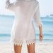 Women's Clothing Shirt Dress Sexy Hollow Lace Sunscreen Shirt Beach Dress_ecoleips.com