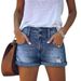 Aria Basics Aria Basics 2025 European And American Spring Summer New Washed Ripped Bleached High Waist Slim Fit Women's Denim Shorts In_ecoleips.com