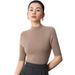 Aria Basics Aria Basics Winter German Yangzi Yarn Island Fine Seamless 100% Early Autumn Half Turtleneck Base Shirt High-end Feel Mid-sleeve_ecoleips.com