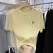 Women's Embroidered Cable Knit Short Sleeve Top Summer 2026 round Neck Versatile Youthful Stylish New Arrival_ecoleips.com
