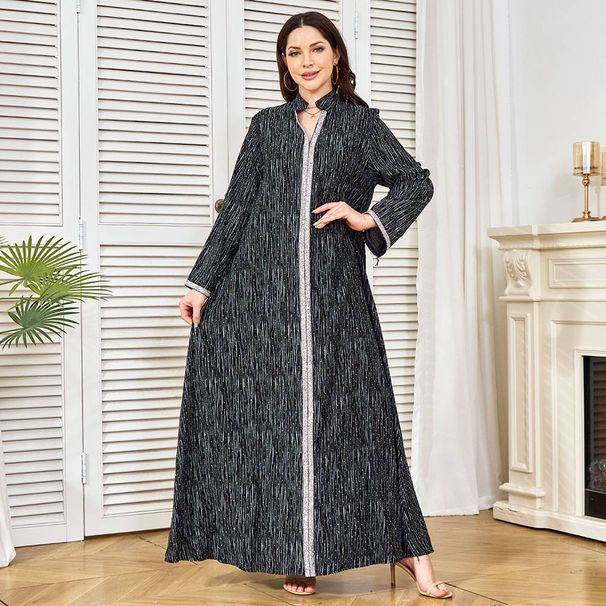 Women's Robe Clothing Muslim Long Skirt New Diamond Studded Long Sleeved Dress_ecoleips.com
