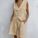 Design Cotton And Linen Suit Vest Suit Women's Summer Leisure Sleeveless Vest Shorts Two-piece Suit_ecoleips.com