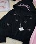Women's Pink Oversized Hooded Zip-Up Sweatshirt With Embroidery - Cute Fall Loungewear For Petite Girls_ecoleips.com