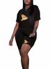 Summer Women's Casual Fashion Bear Cartoon Graphic Printed Loose T-shirt Shorts Two-piece Set Sportswear Suitable For Daily Wear-153_ecoleips.com