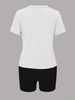 Summer Women's Casual Fashion Graphic Letter Print Loose T-shirt+shorts Two-piece Sportswear Suitable For Daily Wear-66_ecoleips.com