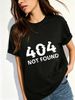 Women Crew Neck Short Sleeve T-Shirt, Glitch 404 Not Found Text Graphic Loose Fit Casual Summer Basic Tee Tops_ecoleips.com