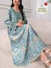 plus Size Middle Eastern Gown Western Fashion V-Neck Printed Women's Dress For Commute Loose Vacation Style Long Sleeve Dress_ecoleips.com