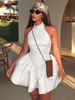 Hugcitar Women Fashion Sleeveless Backless Lace Up Sexy Slim Solid Pleated Mini Dress Summer Party Y2K Clothes Birthday Sundress_ecoleips.com