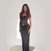 Women's Clothing Lace Hot Girl Holiday Style Perspective Sexy Rose Hollow Long Skirt Waist Suit_ecoleips.com