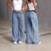 Women's Clothing Vintage Straight Leg Jeans For Women - Classic Mid Rise Denim Pants (Smoke Gray/Light Blue)_ecoleips.com