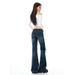 Retro Blue Low-waist Jeans For Women, 2025 Autumn New American Style, Non-clammy, Slimming Flared Pants_ecoleips.com