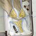 Women's Reversible Floral Print Bikini Set Soft Polyester Adjustable Fit Swimsuit in Yellow Size S to L_ecoleips.com