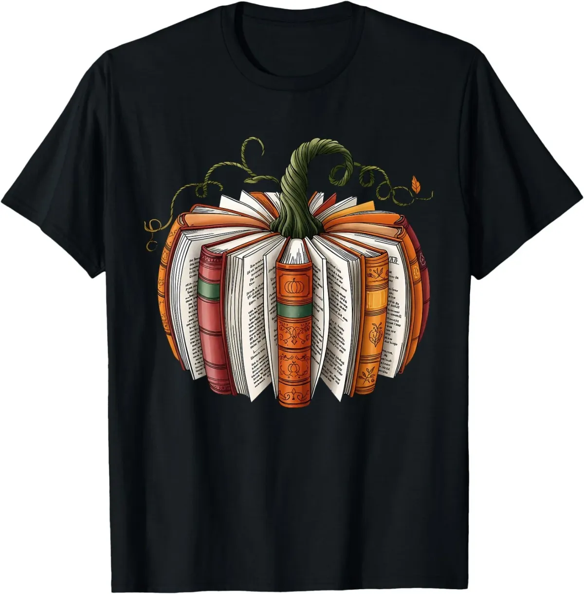 Women's T-Shirts Retro Funny Fall Book Pumpkin Witch Bookworms Librarians T-Shirt_ecoleips.com