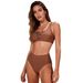Voya 2026 New European And American Export Bikini Solid Color Drawstring Sporty High-Waisted Triangle Two-Piece_ecoleips.com