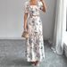 Women's Summer Skirt Set Square Neck Printed Export European American Short Sleeved Clothing_ecoleips.com