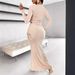 Elegant Sexy Workwear Inspired Banquet Dress Set Solid Color Asymmetrical Neckline Long Sleeved Top Ruched Fishtail Skirt_ecoleips.com