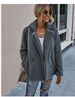 Elegant Button-Down Blazer Coat For Women – Stylish Winter Outerwear With Pockets & Faux Fur Trim, Slim Fit, Long Sleeve, Office & Casual Wear_ecoleips.com
