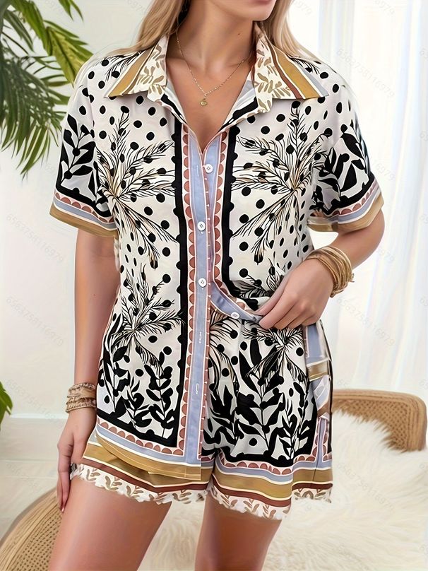 Women's Clothing Comfortable Simple Suit Shirt Suit 3d Digital Women's Short Sleeve Summer Printing_ecoleips.com