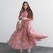 Fashionable Printed Two Piece Set Long Sleeved Shirt And Wide Sleeve Skirt for Women Foreign Trade_ecoleips.com
