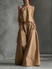 Summer New Women's Two Piece Set Loose Sleeveless Top Wide Leg Pants_ecoleips.com