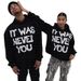 Women's Casual Loose Hoodie High Street Fashion Trend Unique Personality Letter Print Top Versatile Simple Design_ecoleips.com