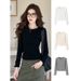 High-End Casual Women's T-Shirts, Women's Slim Base Shirts, Pinched Waists, Shoulders, Long Sleeves, Underwear With Hot_ecoleips.com