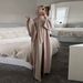 Modest Abaya Dress/Muslim Dress Women Elegant Muslim Abaya Dress With Open Front Design - Modest Long Sleeve Maxi Dress ,Pure Color, S-XXL_ecoleips.com