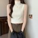 Women's Clothing Women's Sleeveless Vest Mid Neck Ice Silk Knit Top Slim Fit Summer Style Base Layer Outerwear Fashionable Inner Layer_ecoleips.com