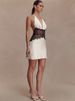 JULISSA MO Patchwork Lace Sexy Backless Mini Dress Women White Deep V-neck Halter Dress Winter Skinny Elegant Party Club Dresses_ecoleips.com