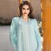 Premium Two-Piece Mint Green Abaya – Sheer Outer Layer With Rhinestone Embellishments, Perfect For Special Occasions_ecoleips.com