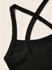 Women Ribbed Square Neck Crop Cami Top Criss Cross Back Spaghetti Straps Wrap Tie Waist Slim Fit Going Out Casual Tank Top_ecoleips.com