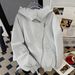 Women’s Oversized Zip-Up Hoodie – Asymmetrical Dual-Zipper Streetwear Sweatshirt, Heavyweight Polyester Blend (S-XXL, Grey)_ecoleips.com