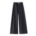 Real Shot Gray Suit For Women, High-End Feel, Draped Effect, Spring New Style, High Waist, Wide-Leg Pants, Casual_ecoleips.com