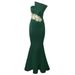 Women's Clothing Embroidery Element One Shoulder Sleeveless Fishtail Skirt Temperament Banquet Host Bridesmaid Dress_ecoleips.com